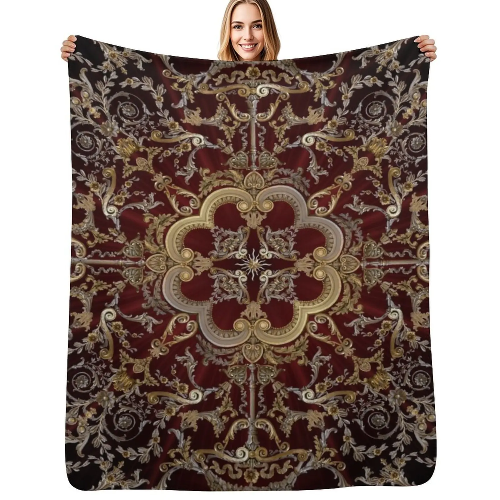 Hibernia Bank Victorian Details Collage Throw Blanket Soft Sherpa Fleece Warm Blanket for Winter