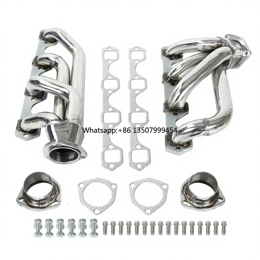 

MATCHWAY Shorty 304 Stainless Steel Mirror Polished TIG Welded Exhaust Manifold Kit for 64-77 260/289/302
