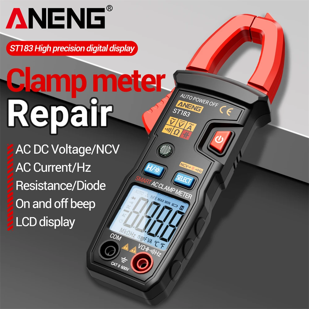 ANENG ST183 Clamp Meter AC Current 6000 Counts True RMS AC Voltage Tester Hz Capacitance NCV Ohm Test Tools