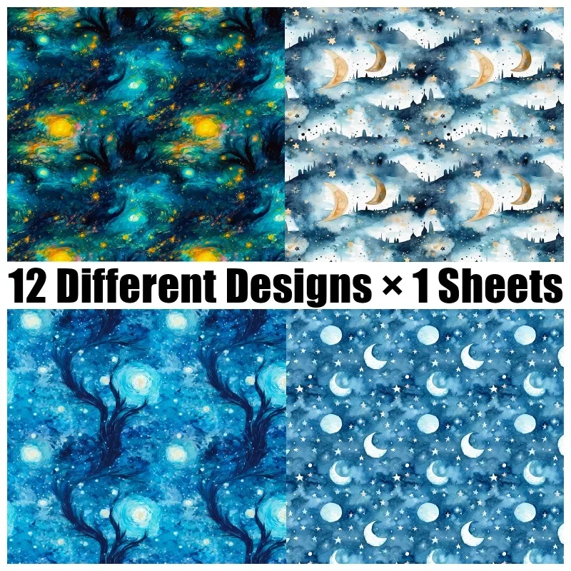 12 Sheets Galaxy/starry Sky/tarot Cards Patterned Paper Scrapbooking Paper Pack DIY Fancy Card Making Background Card 6 Inches