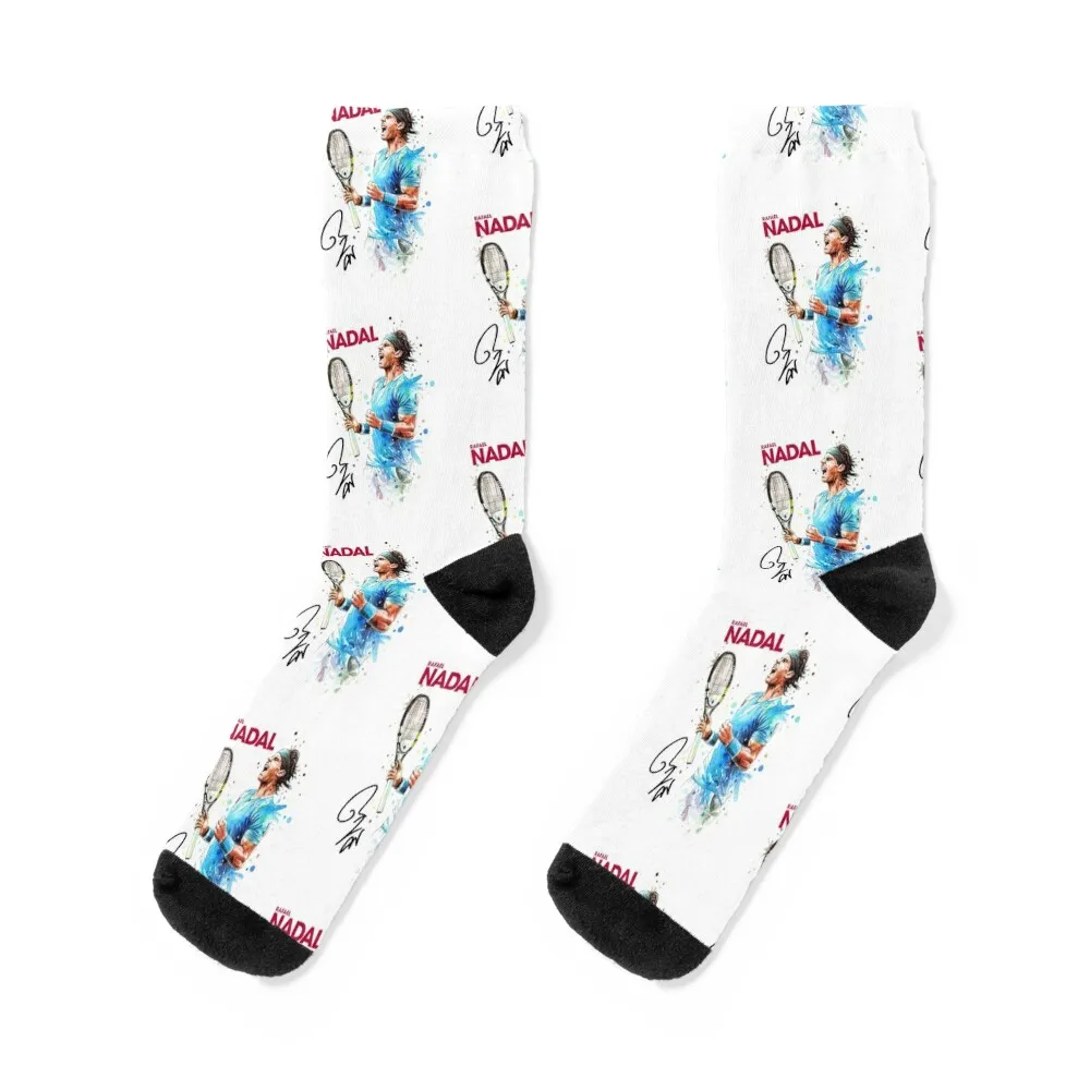 

Rafael Tennis Nadal Watercolor Art Socks kawaii snow gifts Stockings man Man Socks Women's