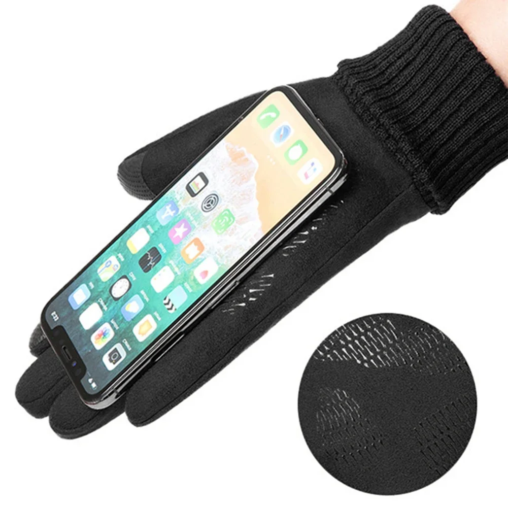 Electric Heated Gloves USB Rechargeable Hand Warmer Non-Slip Touch Screen Winter Ski Gloves for Outdoor Motorcycle Riding Skiing