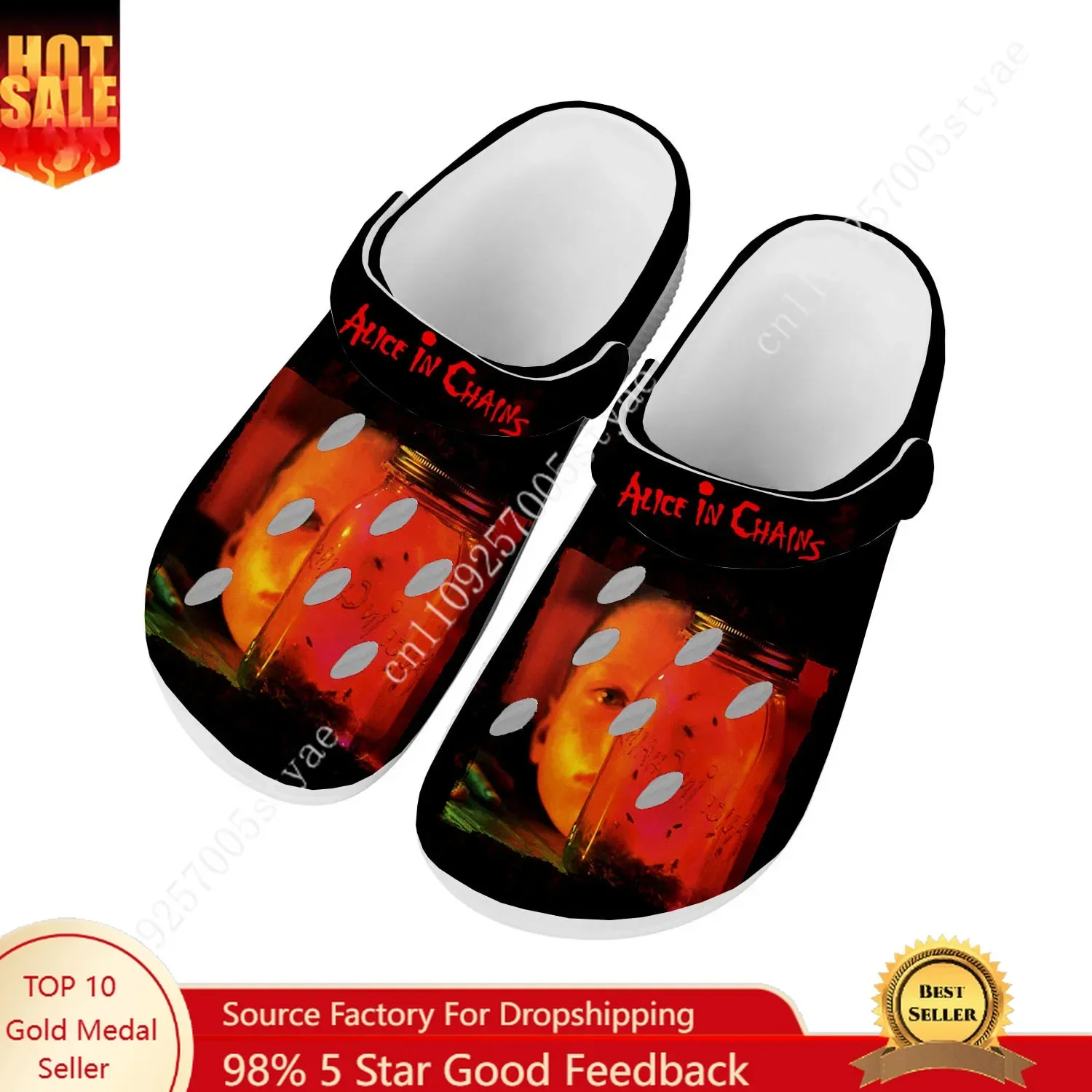 

Alice in Chains Band Sandals Mens Women Water Shoes Home Garden Clogs Custom Made Beach Bath Breathable Hole Slippers