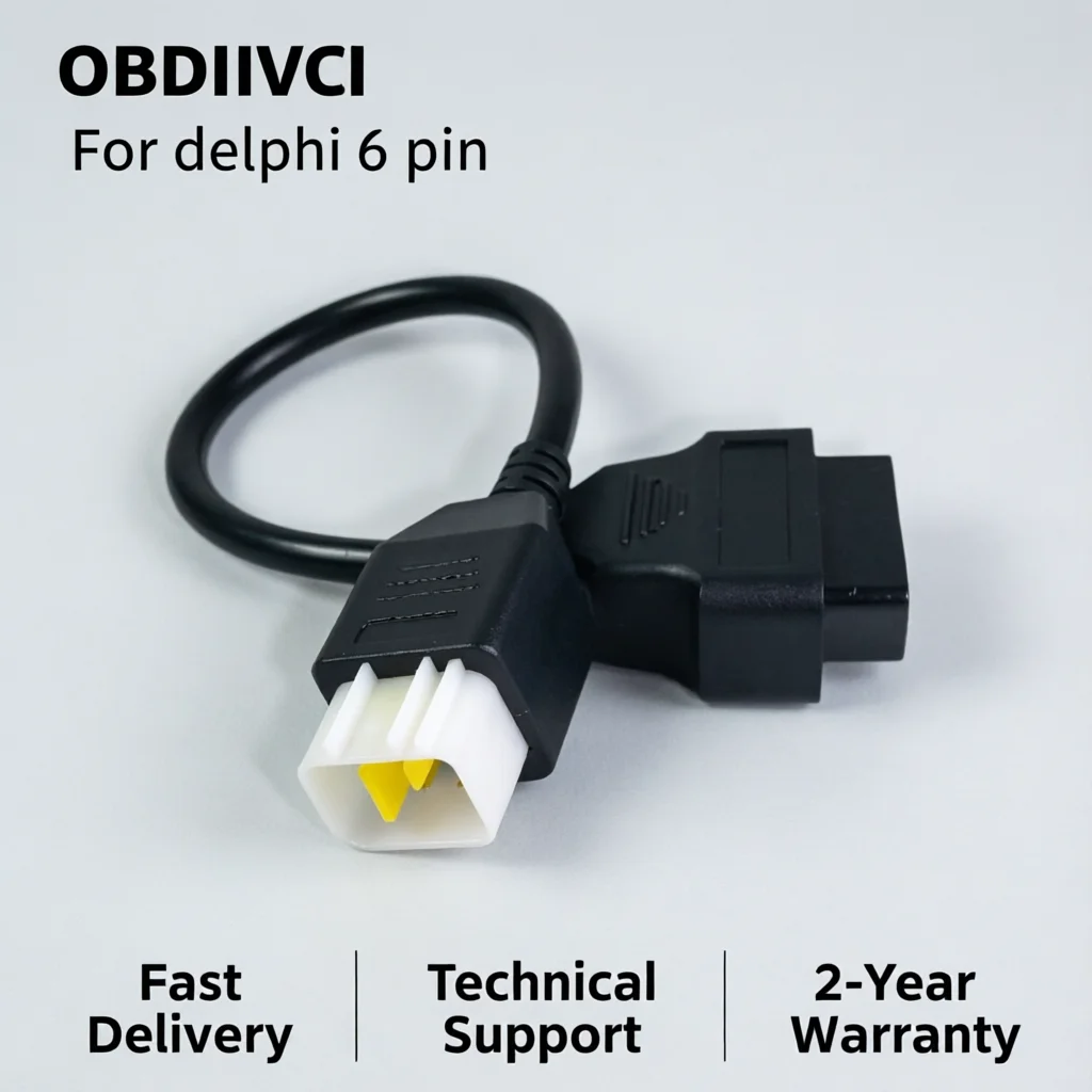 

Кабель-адаптер OBDIIVCI для Delphi, 6-контактный, для мотоциклов, диагностический сканер OBD2, удлинительный кабель OBD2