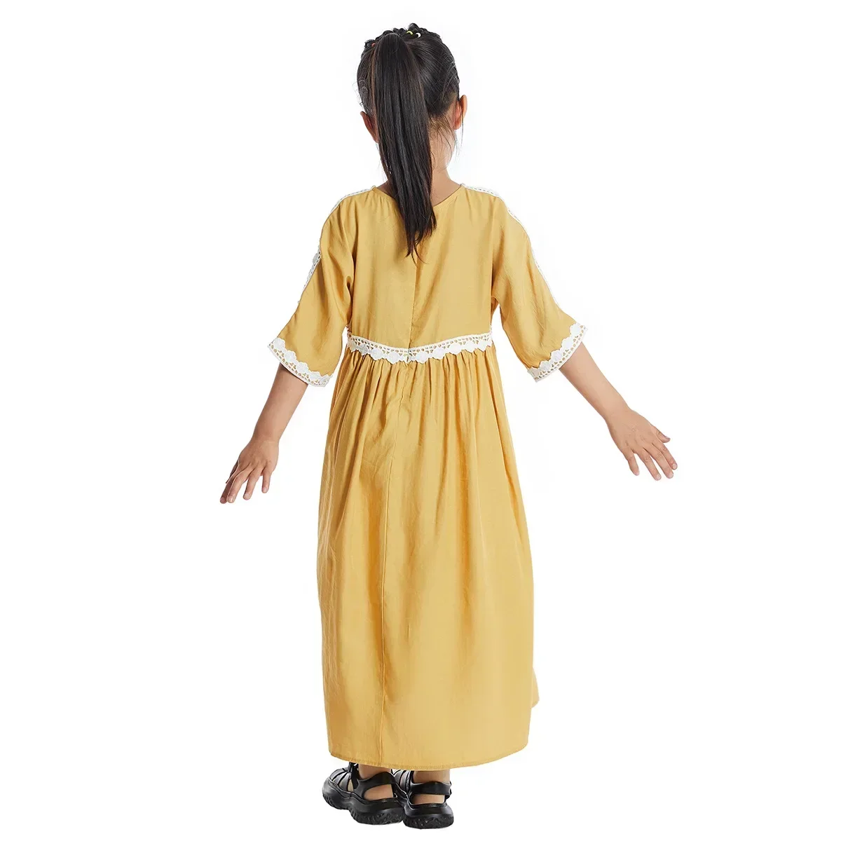 Ramadan Fashion Muslim Children Abaya Summer Girl Maxi Dress Long Robe Gowns Kimono Cute Jubah Middle East Arab Islamic Clothing