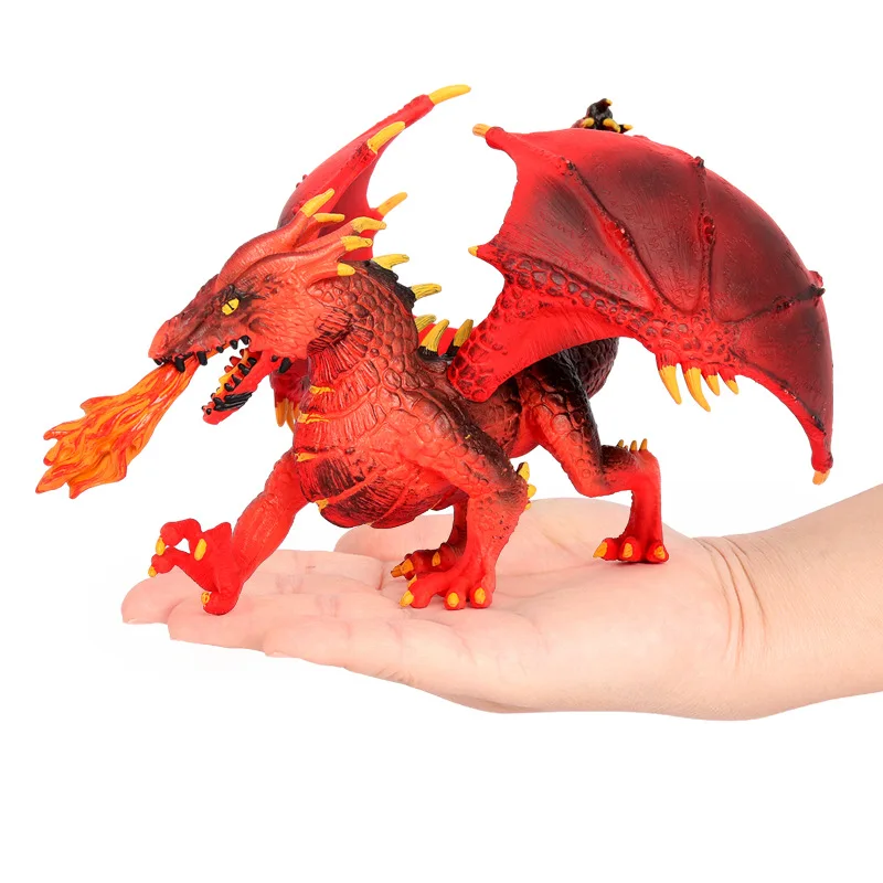 Modelo animal de simulación, dragón de lava occidental warcraft, dragón volador, dinosaurio estático sólido, juguete, regalo de cumpleaños para niños