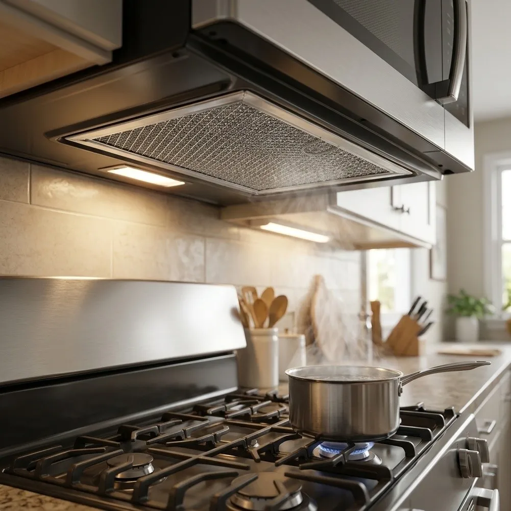 For Compatible Aluminum RanFor Hood Filter Screen with Activated Charcoal for Microwave Ventilation Silver Finish