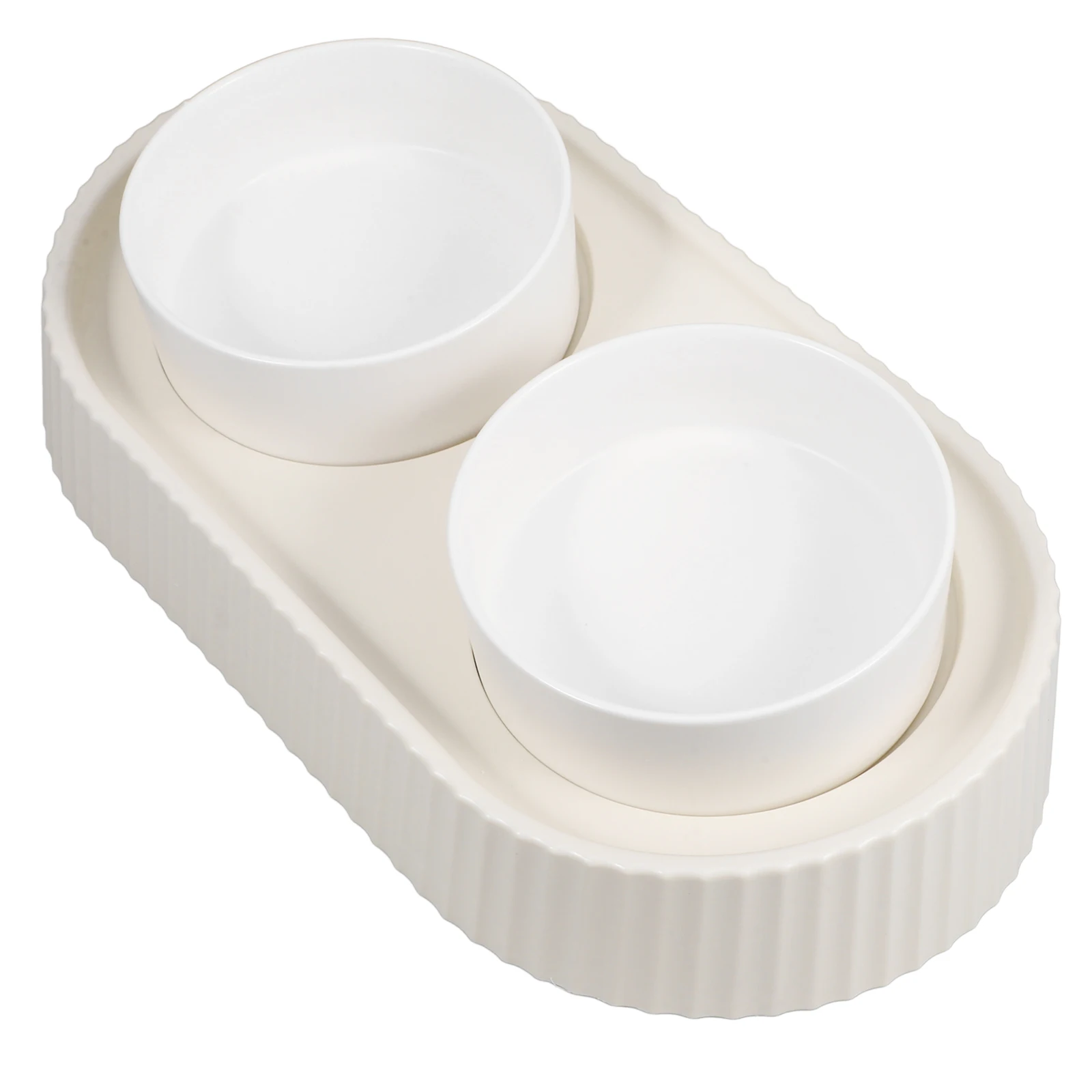 

Elevated Cat Dog Bowls Double Food Water Small Feeding White Roman Column Ceramic Safe Smooth Wear Resistance Practical Lasting