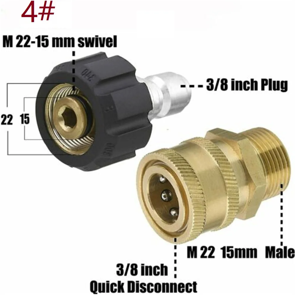 

2 PCS Pressure Washer Adapter Kit M22 14mm 15mm Female Swivel To Quick Connect 3/8'' Or 1/4" Release Set Nozzle Water Connectors