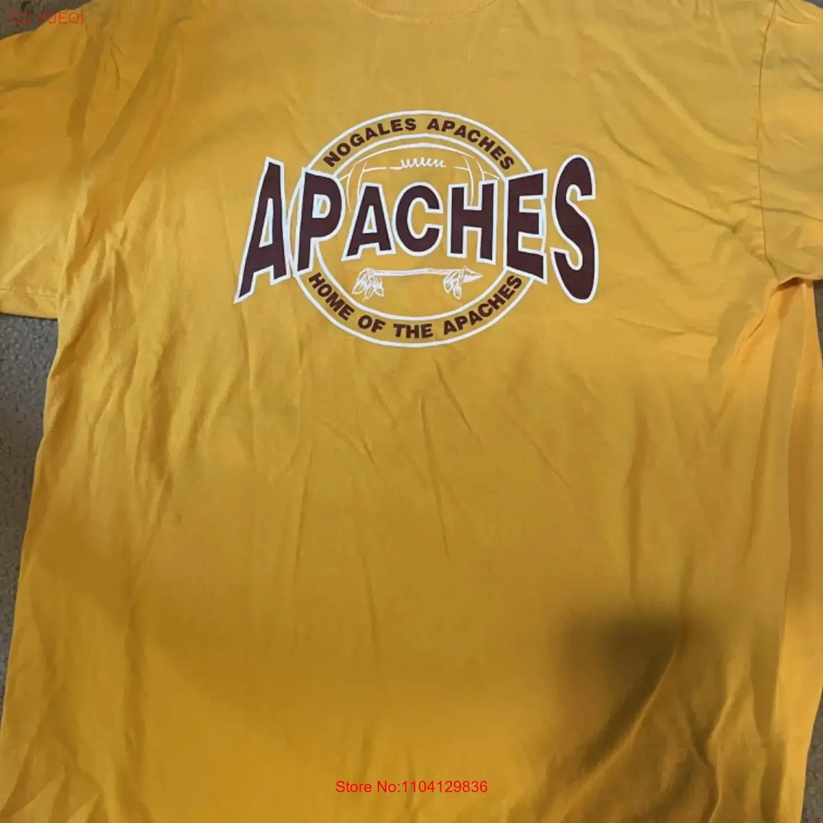 Vintage Dark Yellow Nogales Apaches T Shirt Highschool Sports Arizona XL vintage Washed Versatile Top For Everyday Wear
