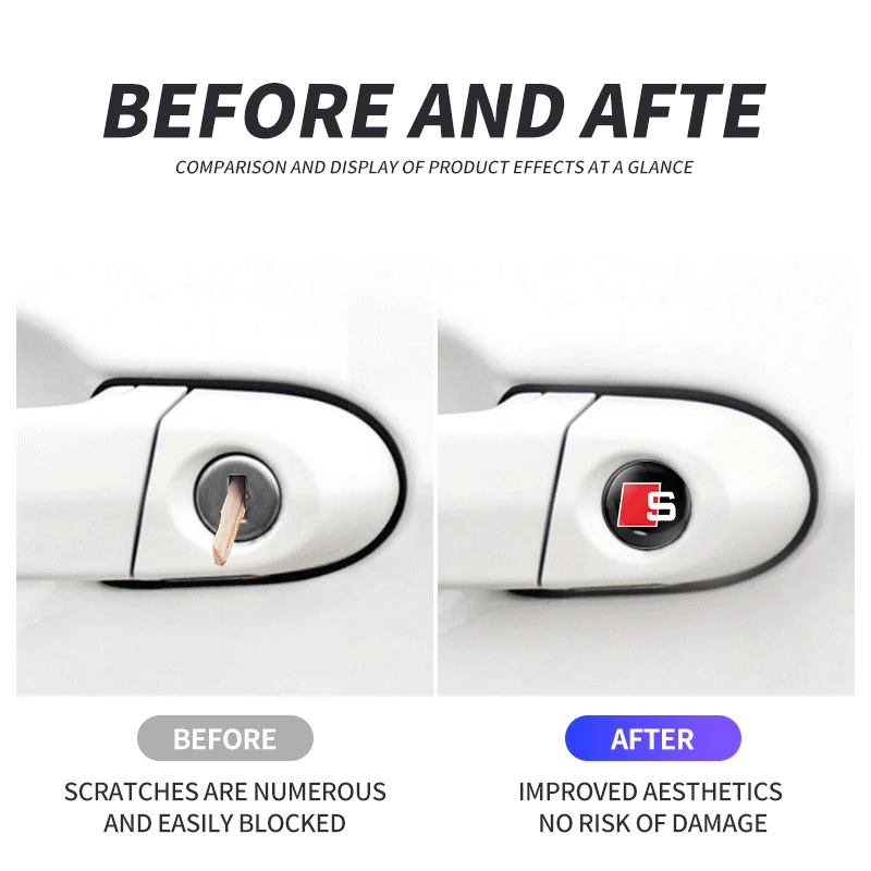 2/5/10 قطعة قفل السيارة ثقب المفتاح ملصقات قفل الباب حماية ملصقات السيارات لأودي S3 S5 S1 S4 S2 S6 RS3 RS4 RS5 RS6 RS8 B8 B6 SLINE TT