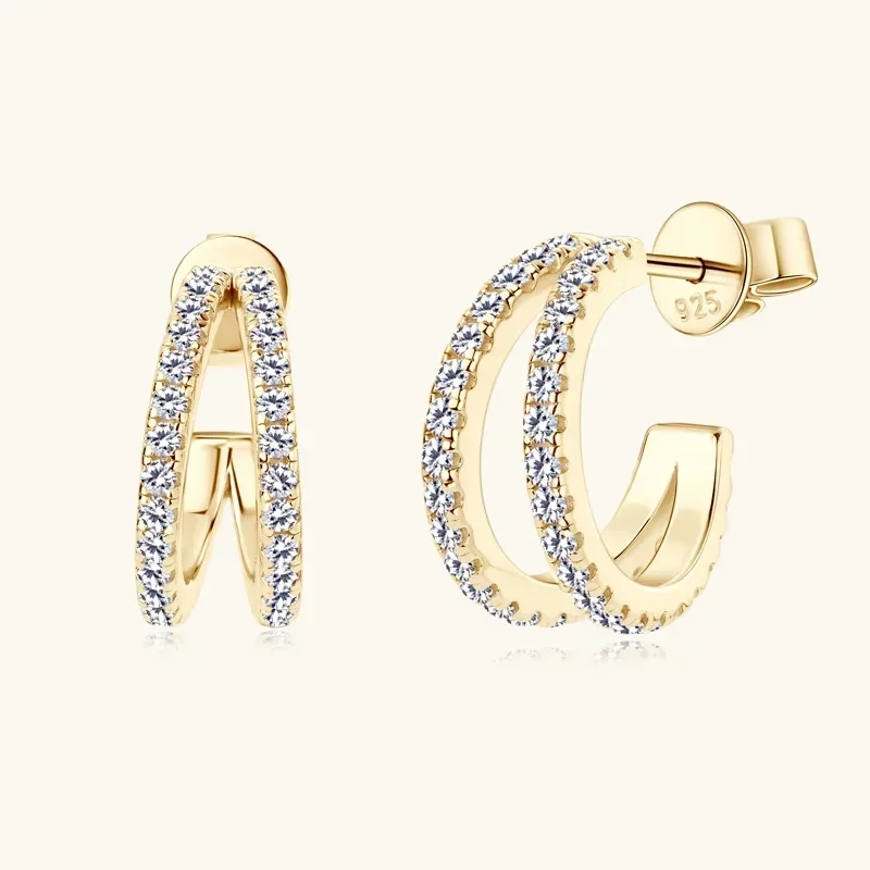 

D Color 0.50ct Moissanite Drop Piercing Earrings 925 Sterling Silver Split Half Hoop Huggie Earrings For Women Engagement Party