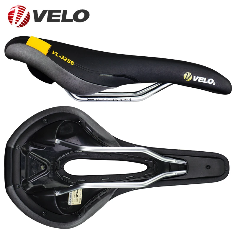 VELO VL-3256 Hollow Breathable Comfortable Soft MTB Road Bike Arctech Steel Rail PU Leather Saddle Bicycle Cushion Cycling Parts