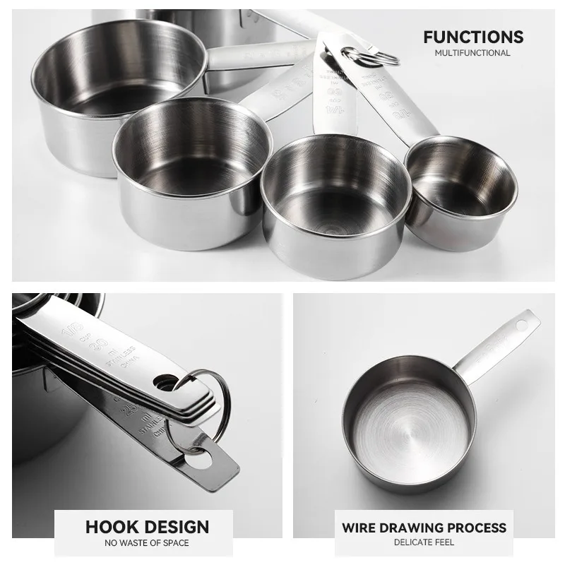 Stainless Steel Measuring Spoon Cup With Scale Measuring Ruler Egg Beater Spoon Kitchen Baking Measuring Tool