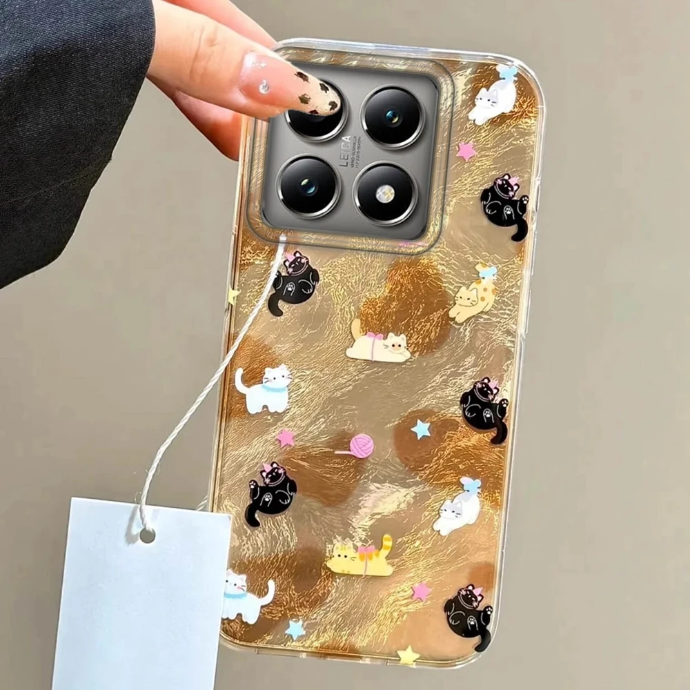 

Cute Cat Cartoon Glacier Texture Girls Women Phone Cases For Xiaomi 14T 13T Pro 11 Lite 5G NE Shockproof Cover
