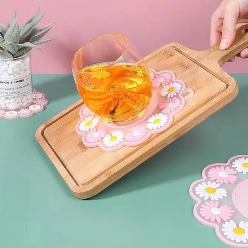 Small Wrinkled Chrysanthemum PVC Coaster Fresh Series Thickened Heat Insulation Anti-scald Waterproof Bowl Mats Pot Mat Plate