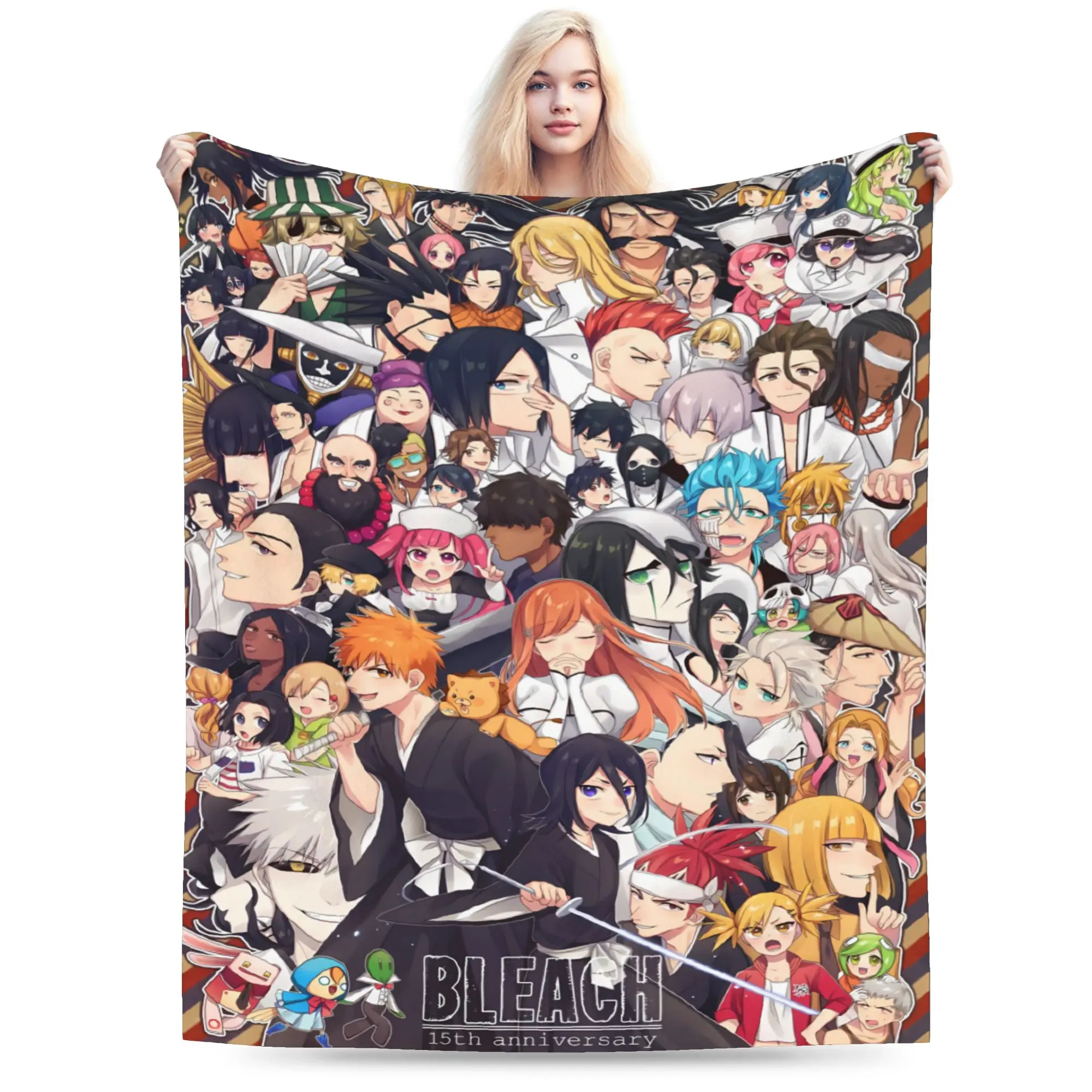All Character Gathering Flannel Blankets Bleached Super Warm Throw Blanket for Outdoor Travel Office Bedspread Sofa Bed Cover