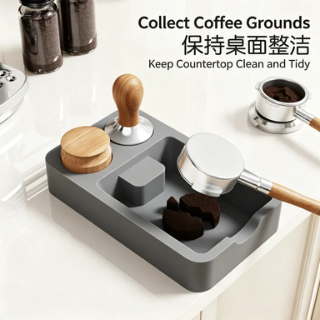 Coffee Equipment Organizer - Caja de silicona multi-compartimentos para tamper,