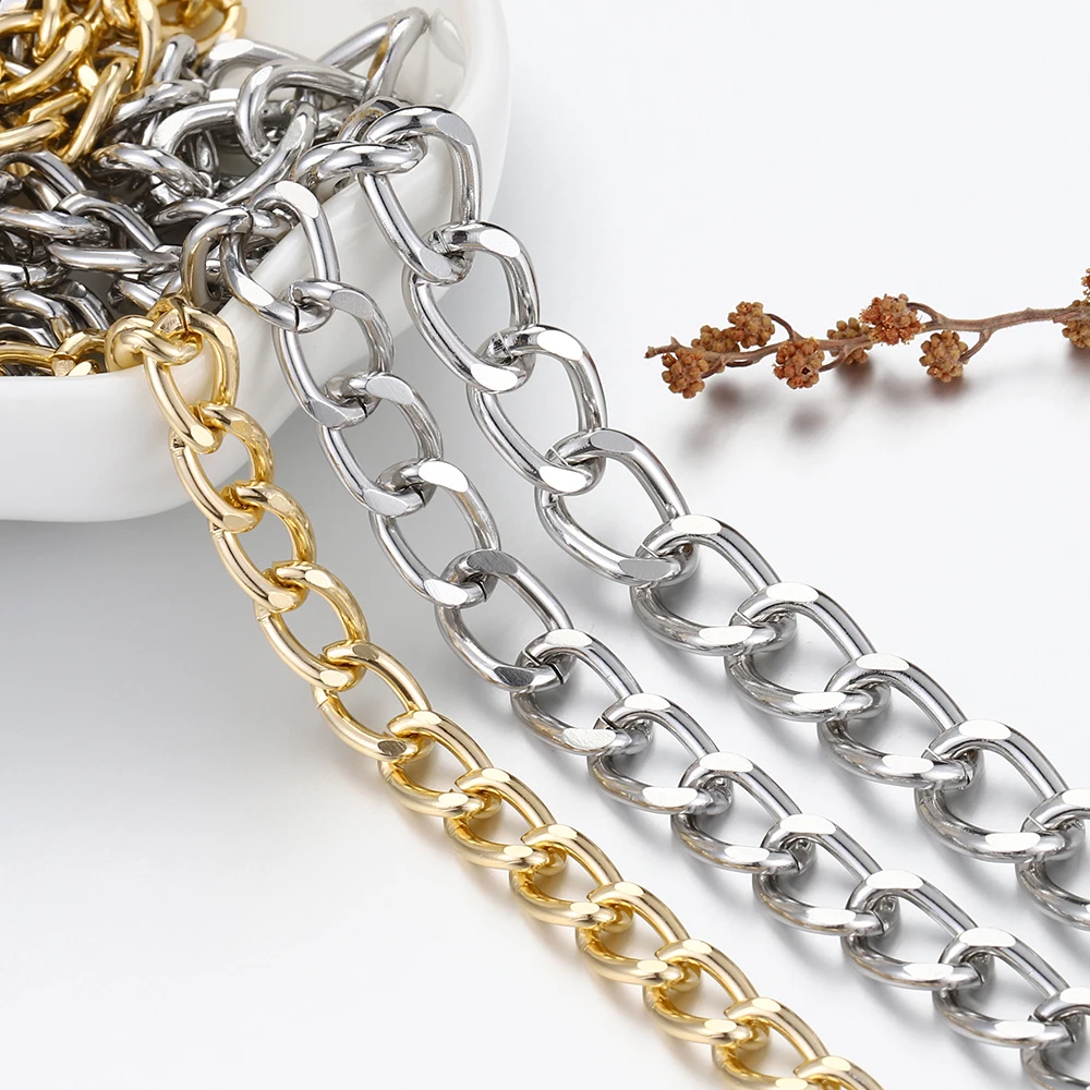 1meter/2meters Flat Necklace Twisted Curb Chains Aluminum Chains for Bracelets Necklace Open Link Chain DIY Jewelry Making