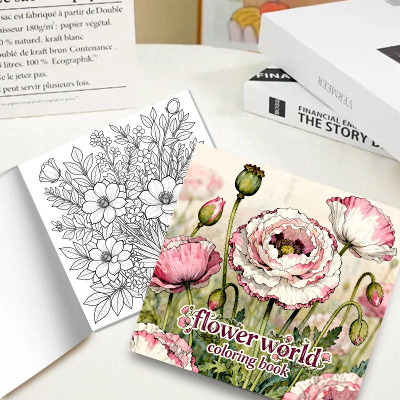 Cross-border new arrival: bestselling floral world coloring book - adult coloring book, doodle & draw, thickened edition