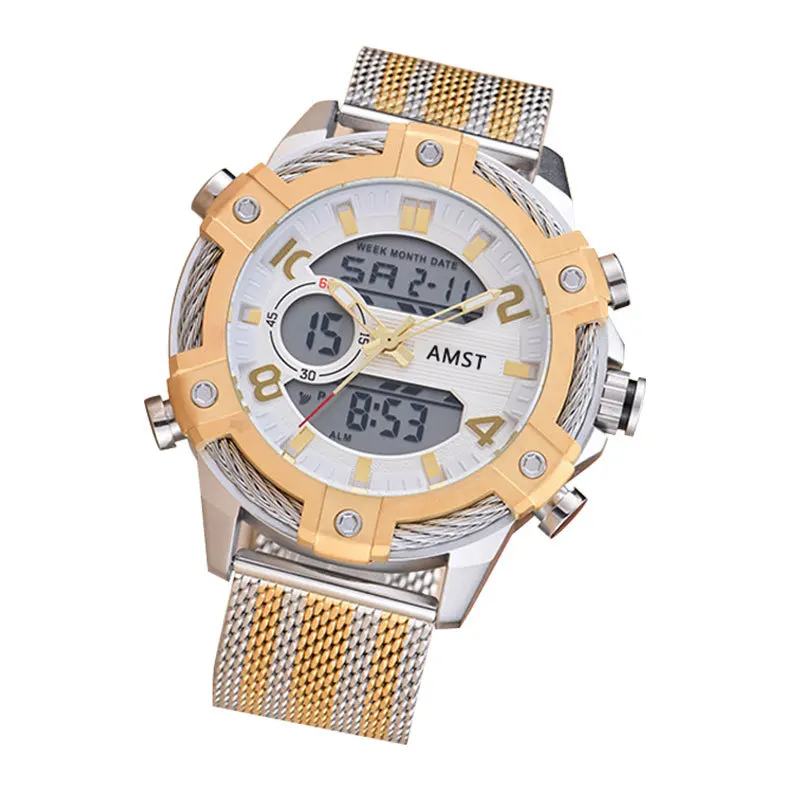 AMST Quartz Men's Watch Waterproof Alarm Clock Student Watch Outdoor Sports Watch Luminous Watch Large Dial**
