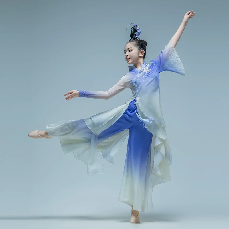 Original Children's Han Tang Classical Dance Performance Clothing Chinese st Yarn Dance Training Clothing Dancing Uniform LE734