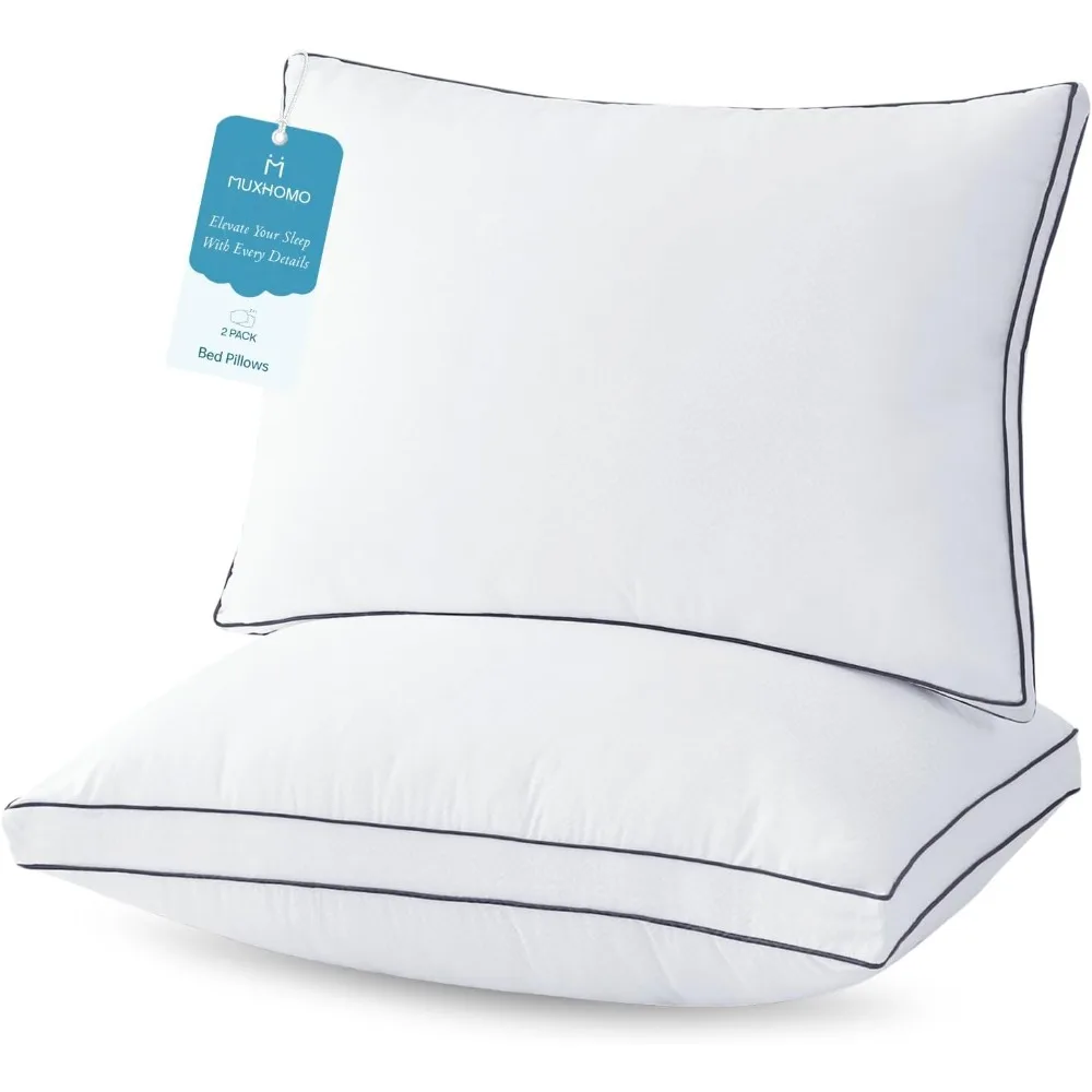 

Bed pillow set (2 pieces), hotel series sleep pillows, suitable for side and back sleeping, queen-size bed pillows.