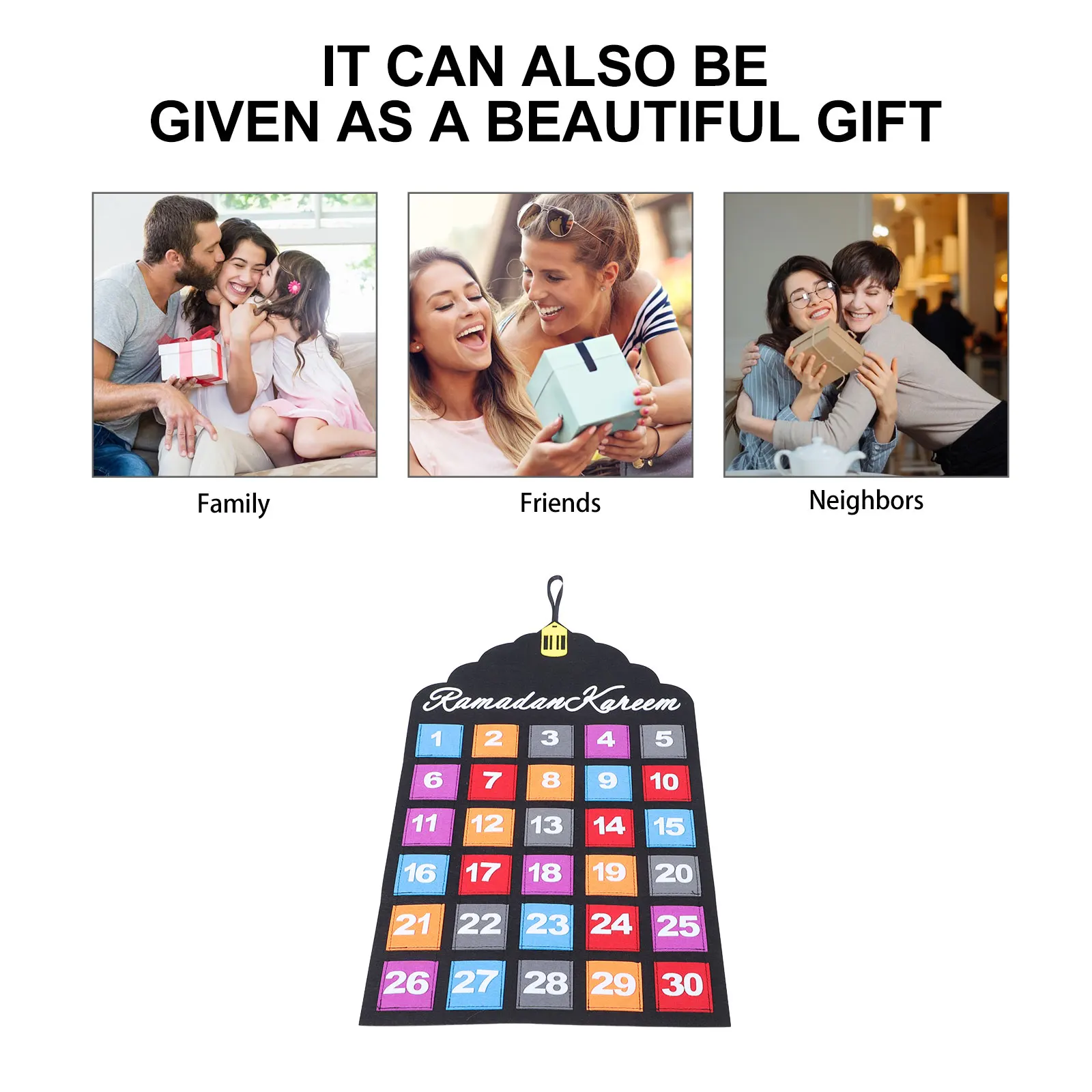 펠트 달력 이드 카운트다운 어드벤트 캘린더 장식 무바라크 테이블 장식품