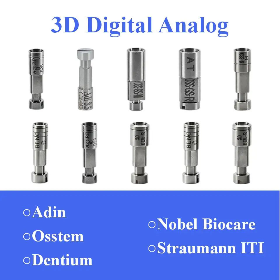 10Pcs Dental 3D Model Analog Compatible Multi-Brand Systems Titanium Digital Implant Replicas Bottom Locking Screw Supplies Tool