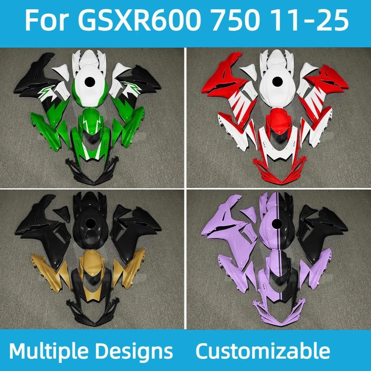 Custom Painted Fairing Kit for GSXR 600 750 2011-2025 L1-L9 Injection Molded ABS Bodywork Panels Cowling Cases New