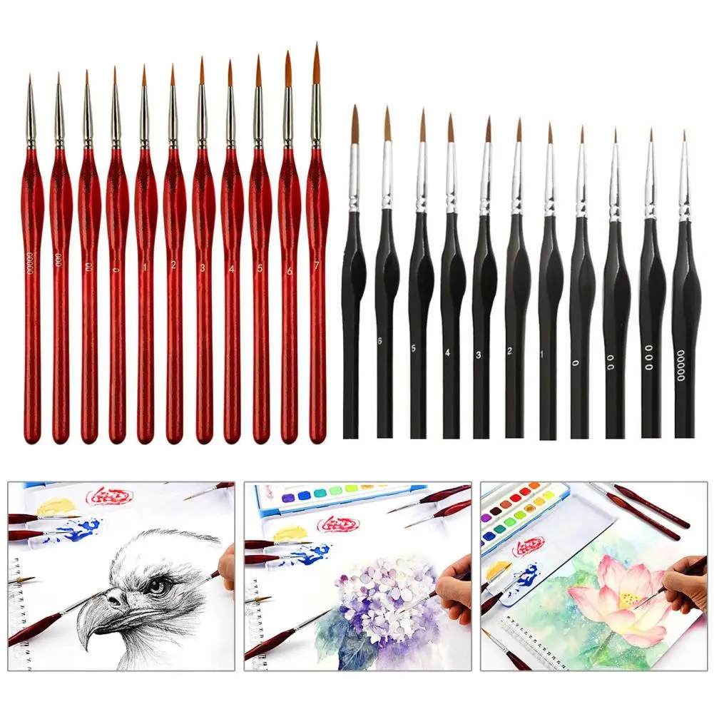 

11Pcs Paint Brush Soft Bristle Miniature Art Brush Set for Beginners Amateurs fournitures scolaires