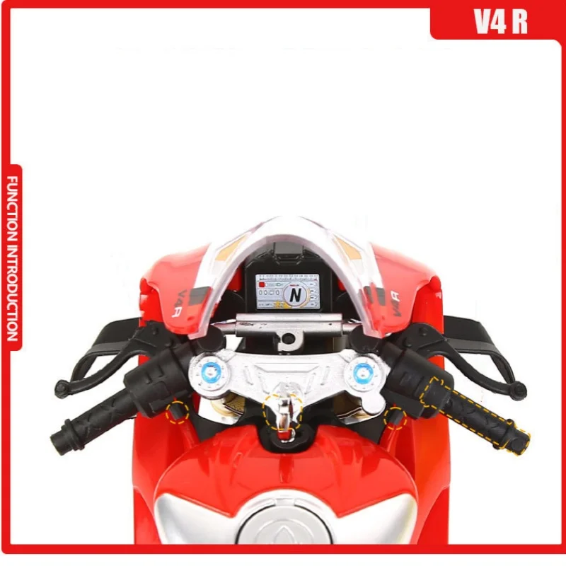 NEW 1:9 V4S Panigale Rear Wheel Rotation Alloy Motorcycle Model Vehicle Collection Sound and Light Off Road Autocycle Toys Car - Image 3