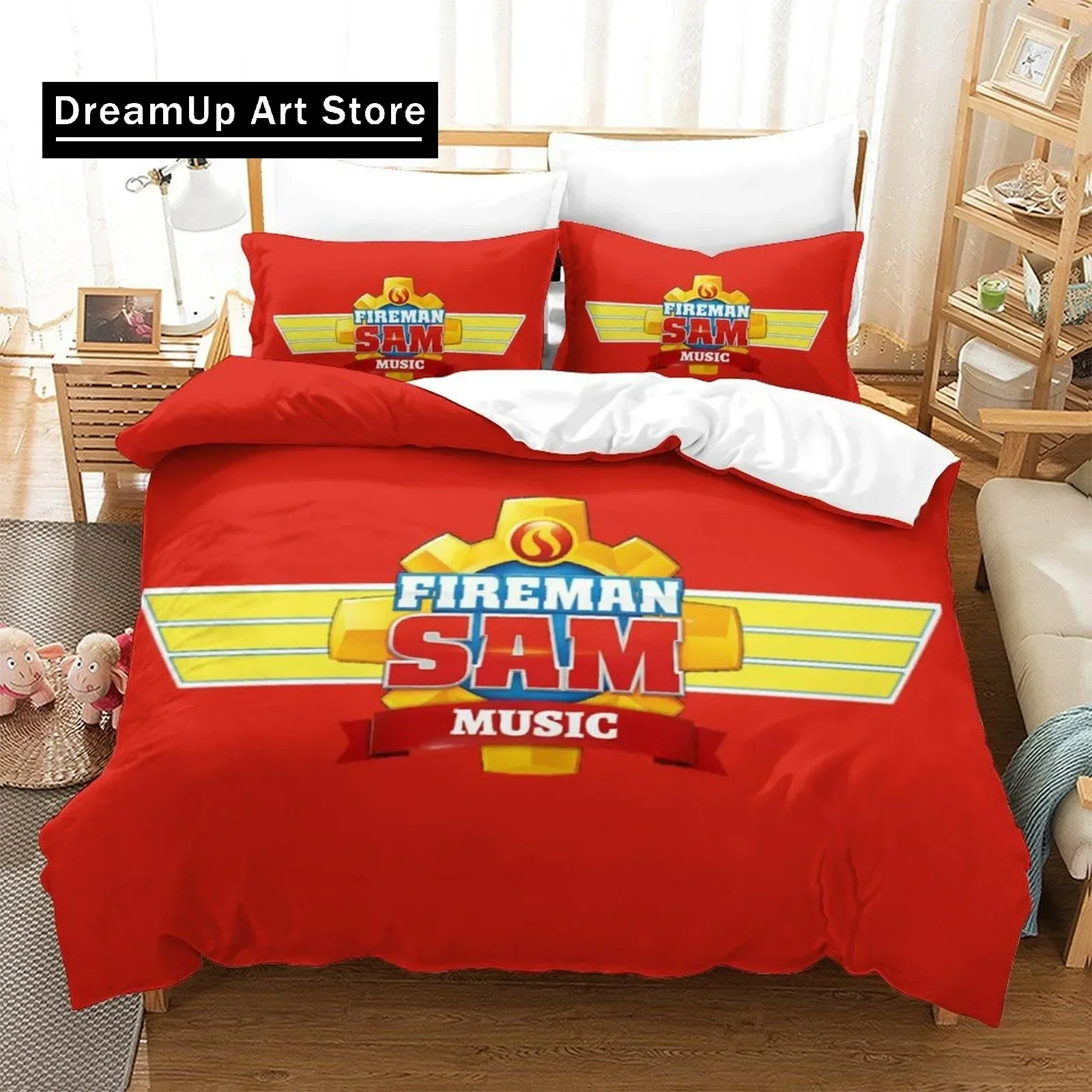 2025 New Fireman Sam Bedding Set Single Twin Full Queen King Size Bed Set Aldult Kid Bedroom Duvetcover Sets 3D Anime Bed Sheet