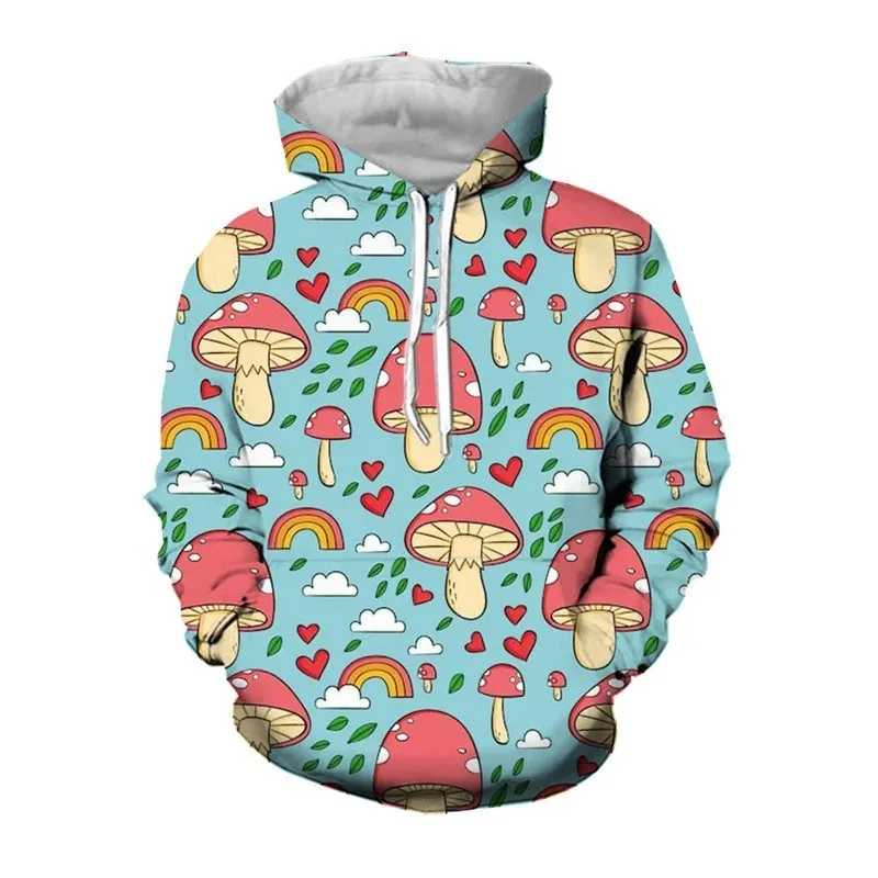 

New 2025 3D Plant Mushroom Printed Sportswear Fashion Street Wear Unisex Harajuku Trendy Long Sleeve Hoodie