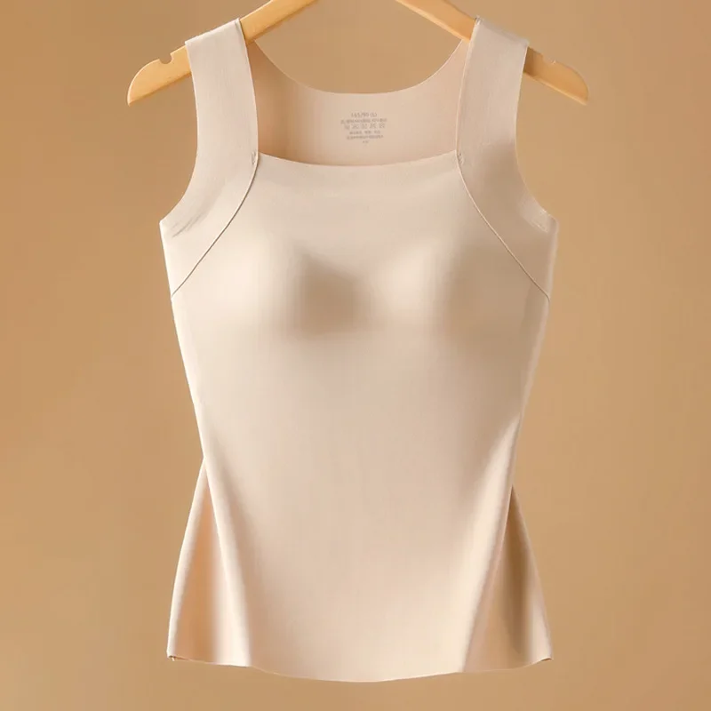 Camiseta Térmica de Cuello Cuadrado para Mujer, Sin Costuras, Ajustada, Sin Mangas, Suave y Cálida, para Invierno