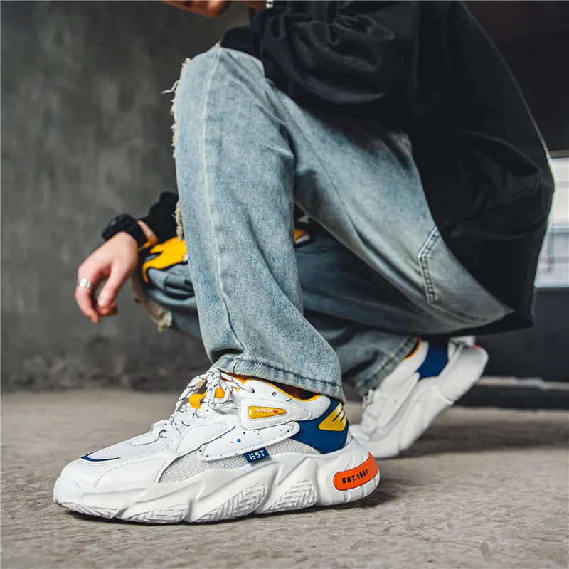 Baskets à plateforme en maille respirante pour hommes, chaussures de jogging décontractées, baskets de rue Hip Hop, mode d\'été, 2022