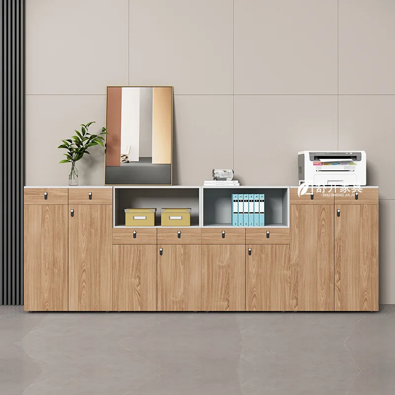 Drawer File Cabinet Office Storage  with Password Lock Low Wooden Floor Printer Partition Locker