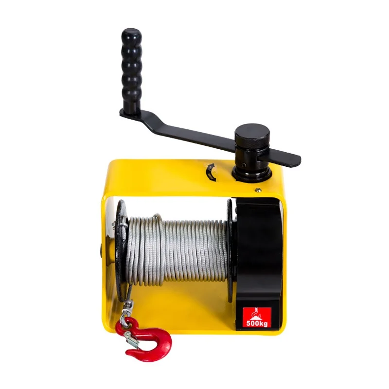 Portable Construction Crane Turbine Manual Winch 250KG Winch Tractor Hoist with Self-locking Worm Gear Winch