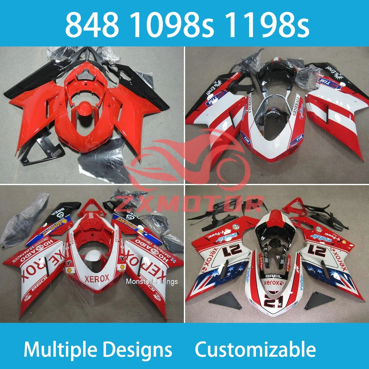 

Для Ducati 848 1098 1198 1098s 1198s восстановление обтекателей мотоцикла горячий стиль индивидуальный ZXMT пластиковый комплект обтекателей высокого качества