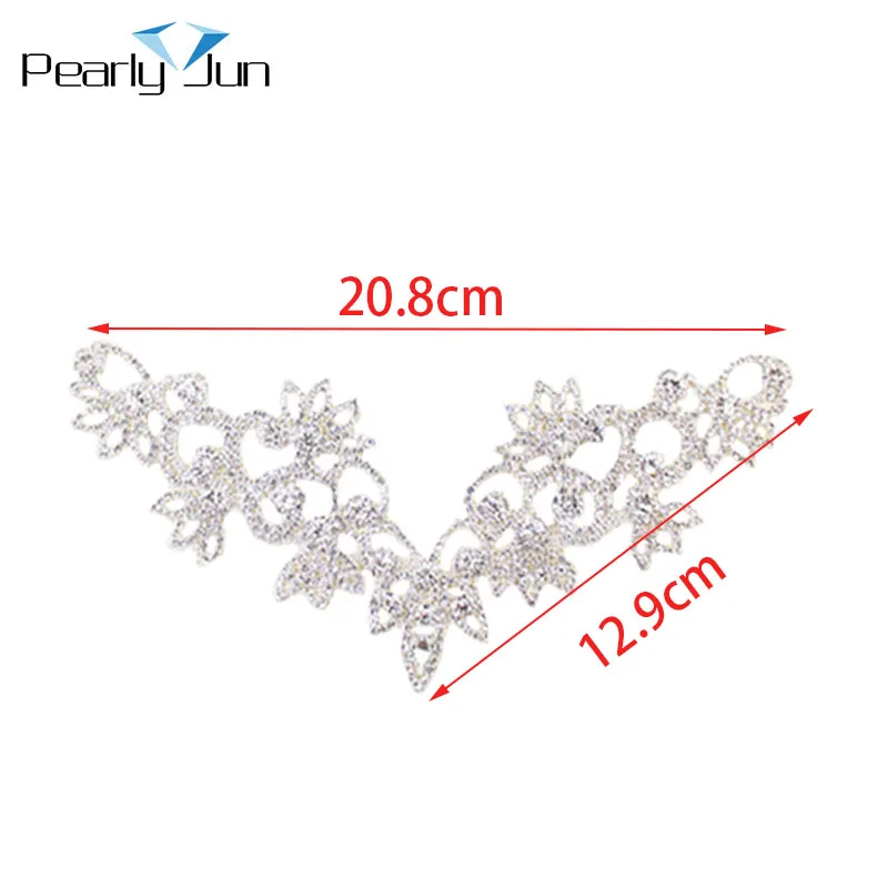 1 Pcs 20cm*14cm Collar Crystal AB Color Neckline Patch DIY Decoration Sew on Wedding Dress Accessories Rhinestone Applique YL012