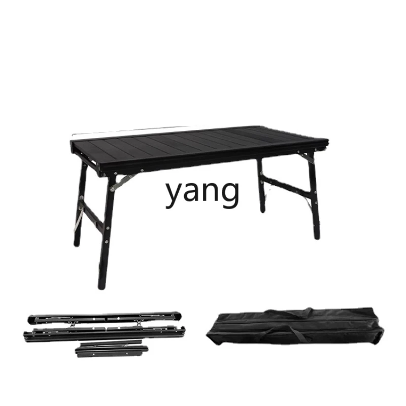 Yhl Table Portable Black Picnic Barbecue Small Rectangular Long Egg Roll Lightweight Camping Table New