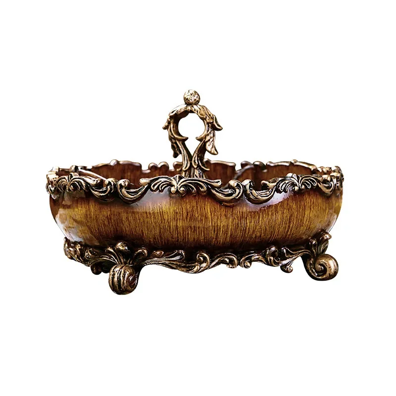European retro grid dried fruit plate candy plate European living room coffee table home jewelry ornament model room soft decora