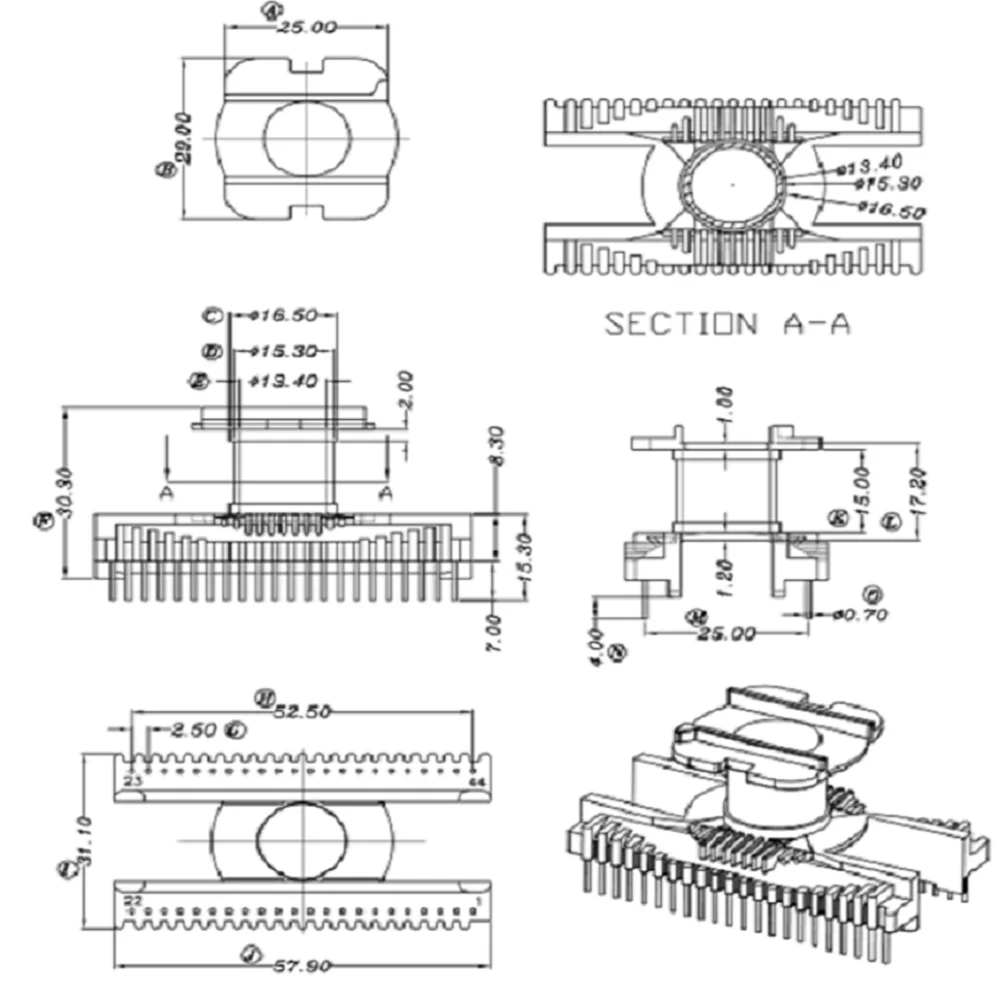 

transformer ER3942EC359EER39 bobbin vertical 22+22 pins+ magnetic core PC44 3sets/lot free shipping