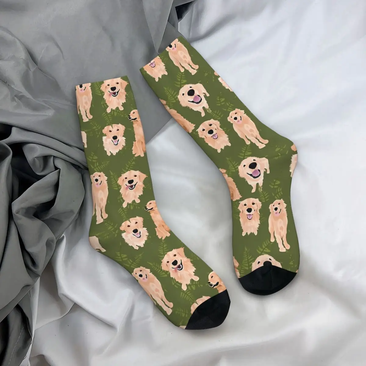 Funny Crazy Sock for Men Golden Retrievers Hip Hop Harajuku Dog Happy Quality Pattern Printed Boys Crew Sock Novelty Gift