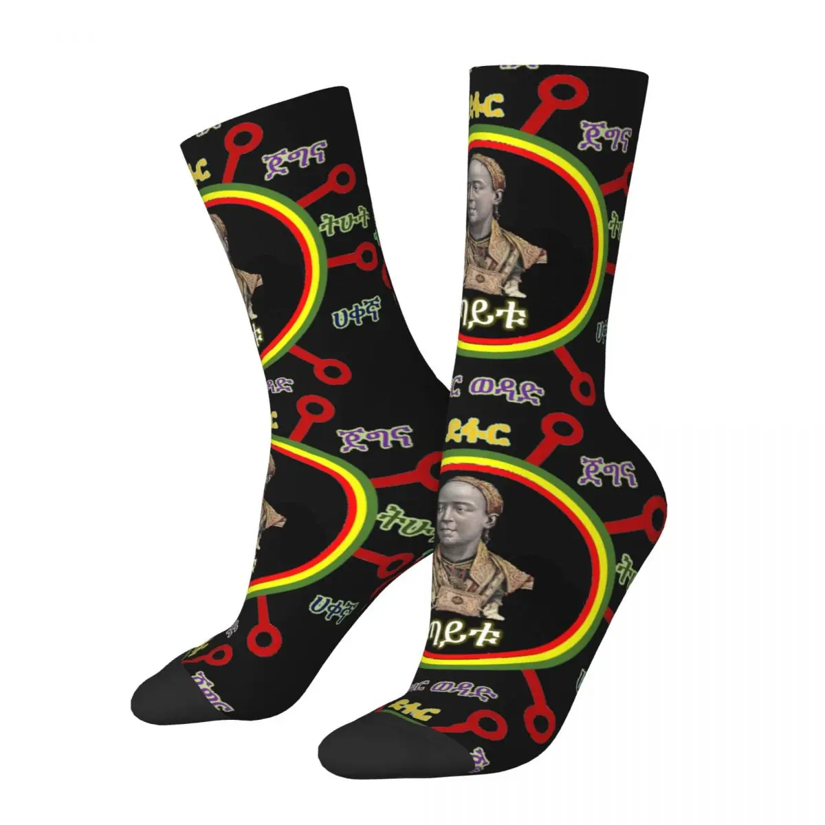 Hip Hop Retro Clothes Adwa Taytu Crazy Men's compression Socks Unisex Ethiopian Cross Art Ethiopia Harajuku Seamless Crew Sock