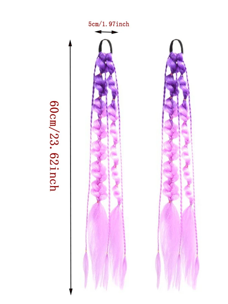 1PC Colorful gradient lantern bubble ponytail fashionable women's street style long hand-braided ponytail wig