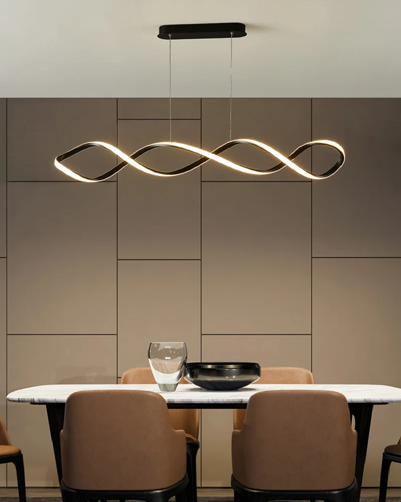 

Modern minimalist and luxurious long strip 2024 new dining table light bar dining hall LED pendant light