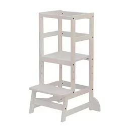 Bambu e madeira Step Stool com segurança ferroviária para crianças e crianças, cozinha escada