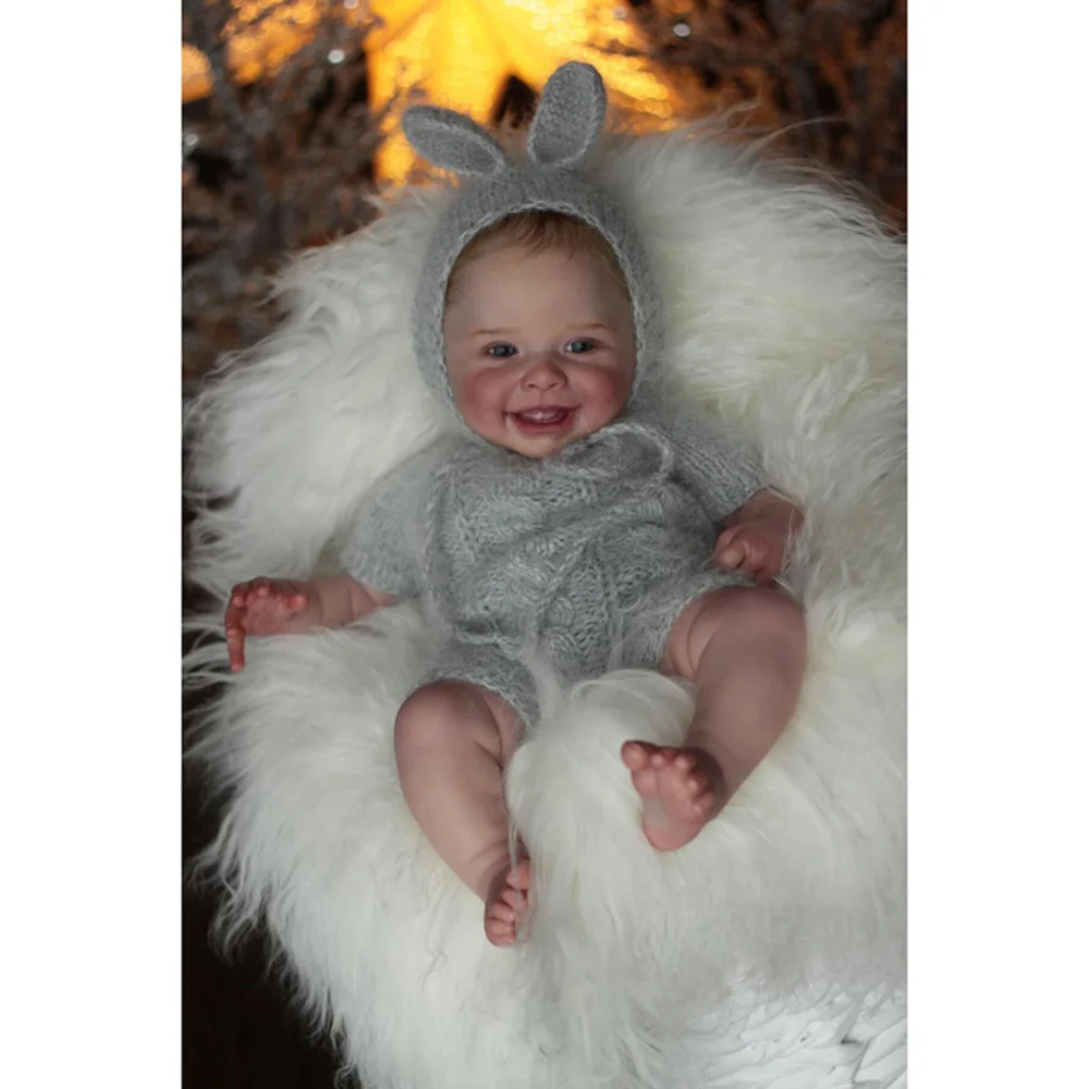 

50CM Reborn Baby Doll Harper Smile Baby Handmade Lifelike Baby Dolls 3D Painting Skin with Visible Veins Bebe Reborn Dolls Toy