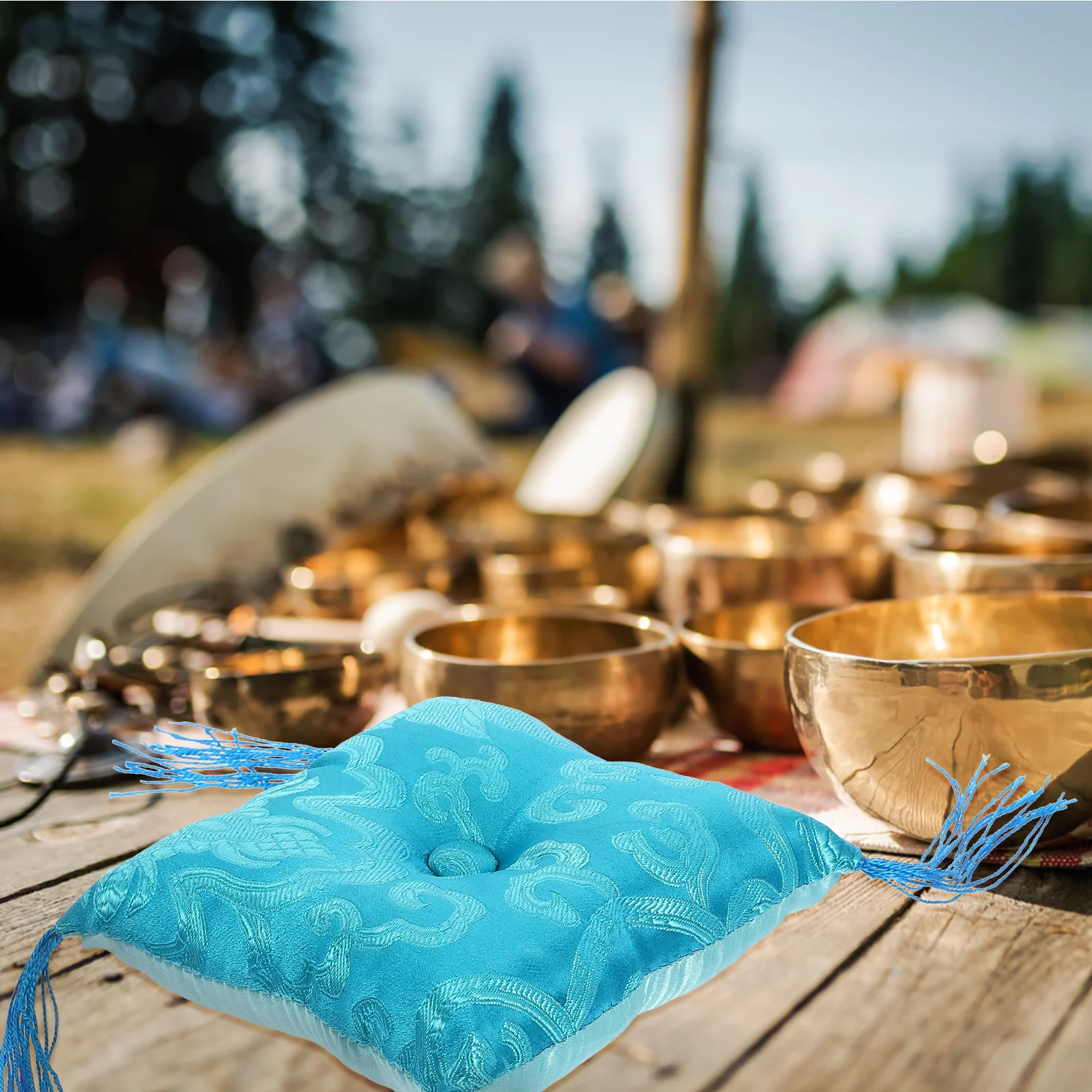 

Buddha Sound Mat Embroidered Singing Bowl Cushion Non-Slip Protective Pad For Tibetan Bowl Buddhism Accessory Instrument Parts